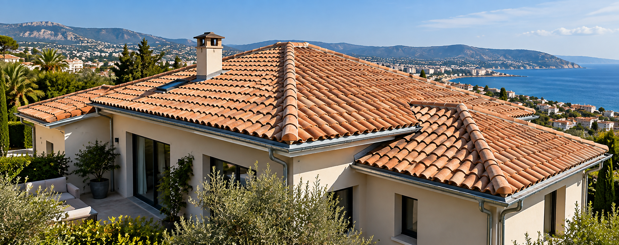 Vue panoramique de la toiture après rénovation